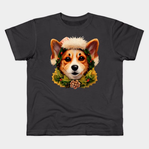 Merry Corgmas! Kids T-Shirt by Spice Flow Designs